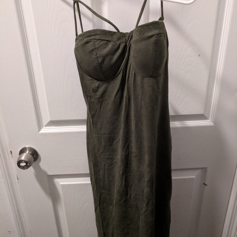 Green Cage Strappy Sleeveless Slim Party Dress